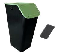 Go practic Kitchen Bin, 1x 35L, With Green Click Lid For Glass Recycling, Waste Sorting Bins, With Carbon Filter, Container Trash Can, Under Sink Kitchen Bin