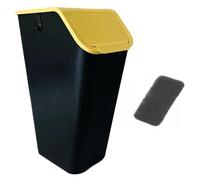 Go practic Kitchen Bin, 1x 35L, With Yellow Click Lid For Plactic, Recycling, Waste Sorting Bins, With Carbon Filter, Container Trash Can, Under Sink Kitchen Bin