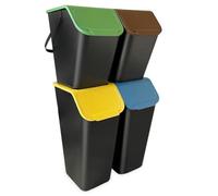 Go Practic Kitchen Bin, Set of 4: 2x 25L / 2x 35L, For Plastic, Glass, Paper and Bio, Recycling, Waste Sorting Bins, With Click Lid, Container Trash Can, Under Sink Kitchen Bins, + Filters