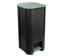 Go Practic Kitchen Pedal Bin 40l, Plastic Organiser to Rubbish Recycling, Trash Can, Office Bin, Waste Storage, Waste Container with green lid and green pedal