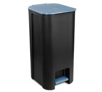 Go Practic Kitchen Pedal Bin 40l, Plastic Organiser to Rubbish Recycling, Trash Can, Office Bin, Waste Storage, Waste Container with blue lid and blue pedal