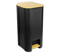 Go Practic Kitchen Pedal Bin 40l, Plastic Waste Containers, yellow lid, yellow pedal