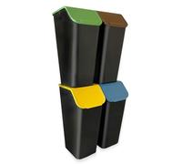 Go Practic Set of 4 Kitchen Rubbish Bin Separation System 4 x 35 L Bin with Lid Stackable Click Function, + Filters