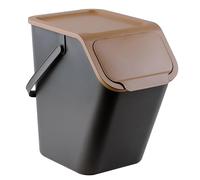 Go Practic Waste separation system for waste separation in the kitchen waste system with click lid bin with lid rubbish bin waste bin brown 25 l