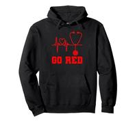 Go Red Heartbeat Stethoscope Medical Awareness Pullover Hoodie