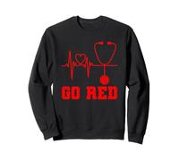Go Red Heartbeat Stethoscope Medical Awareness Sweatshirt