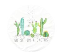 Go Sit On A Cactus Print Christmas Tree Skirt,Holiday Decoration,Suitable For Traditional Farmhouse Christmas Tree Mat