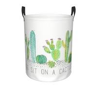 Go Sit On A Cactus Printing Circular Dirty Laundry Basket, Large Storage Baskets, Works In Kitchen, Playroom,Bathroom