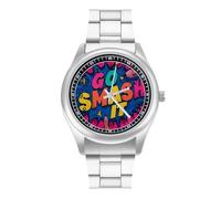 Go Smash It Men’s Watch Analog Quartz Wristwatch Stainless Steel Business for Office