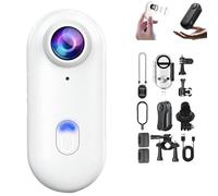 Go Snap Camera, Wearable Mini Gosnap Body Camera, WiFi Phone Real-Time Interconnect, 120°Wide Angle, for pets, diving, cycling, travel, life records, outdoor activities (White,1080P)