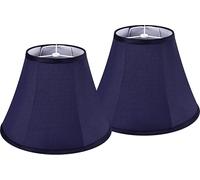 GO&SO Blue Bell Lamp Shades Set of 2 Medium, 7" Top x 14" Bottom x 10.2" High (Spider) Traditional Fabric Lampshade for Table & Bedside Lamp - Side Ribbing Imperial Shade Hand Crafted