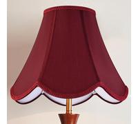 GO&SO Burgundy Scalloped Lamp Shade Bell Lamp Shades Petal Edge Braid,6"Top x 13"Bottom x 10.6"High (Spider) Table Lamp Shade Modern Floor Lamp Shade Replacement,Faux Silk Lampshades -Easy Assembly