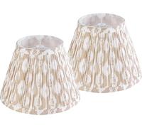 GO&SO Mini Small Pleated Lamp Shades,5 × 9×6.4 Inches Spider for Small Table Lamps Replacement,Art Deco Vintage Floral Lampshades for Bedside Lamps Wall Lamp(Set of 2,Multicolor Brown&Yellow)