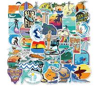 Go Surfing Beach Stickers - 50pcs Waterproof Stickers for Surfboard, Water Bottles, Laptop, Summer Water Sports, Refrigerator, Luggage, Computer, Phone, Skateboard, Bike Decals
