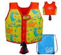 Go Swim Float Vest - Baby, Toddler & Kids Swim Vest for 1-6 Years- Fixed Buoyancy & Safety Strap. *Includes Free Swim bag* (Daring Dinos, 1-3 Years/11-19kgs)