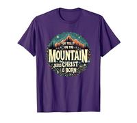 Go Tell it on The Mountain That Jesus Christ is Born T-Shirt, Men, Purple, Medium