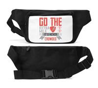 Go the Extra Mile. It's Never Crowded Unisex Waist Bag Black