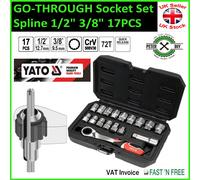Yato YT-38653, Go-Through Socket Set 17pcs Quick Release 1/2" 3/8", Reversible