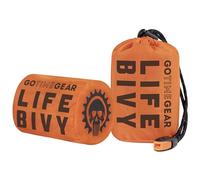 Go Time Gear Life Emergency Bivy Sack - Thermal Survival Tent and Sleeping Bag Bivvy for Blanket, Shelter & Camping Use - Pack of 2 with Whistle - Orange