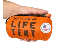 Go Time Gear Survival Life Tent • 2 Person Mylar Emergency Shelter Tube Tent + Paracord • All-Weather Protection for Camping, Hiking, & Survival Kits • Includes Emergency Whistle • 1PK Orange