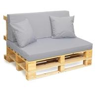 GO TO FOAM Euro Palette Cushion Waterproof Bench Cushion Seater Indoor/Outdoor Long Bench Seat Pad for Lawn Garden Office Coffee Shop with Removable Cover (Grey, 3 Seater Bench 140CM x 45cm x 5 cm)