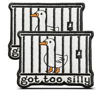 Go to Silly, 2 Pcs Got Too Silly Funny Goose Saying Tactical Morale Emblem Hook and Loop Embroidered Trendy Decor Sew on Patch for Backpacks, Dog Harnesses,Vest,Gym Bag,Clothes