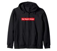 Go Touch Grass Meme Gen Z Slang Disconnect Reality Nature Zip Hoodie