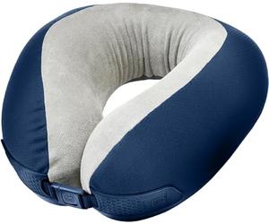 Go Travel American Dreamer, Comfortable Travel Pillow, Neck Pillow for Uninterrupted Sleep, Deluxe Memory Foam Pillow for Airplane, Bus, Car, and Train, Travel Essentials, Made in USA, Dark Blue