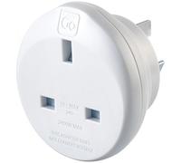 Go Travel UK to Australia and China Plug Adapter, earthed & compact | Keeps phones, tablets and devices charged wherever you go abroad - a reliable mains adaptor for holiday trips. Ref 528.101.