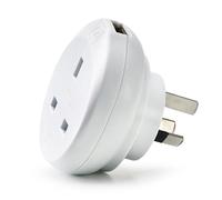 Go Travel UK to Australia, China Plug Adapter with USB-A, earthed & compact | Keeps phones, tablets and devices charged wherever you go abroad - a mains adaptor with USB port for holidays. Ref 627.101.
