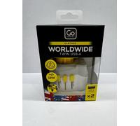 Go Travel Universal Travel Power Adaptor with Dual USB Ports, Fits UK, US, AU/CN Plugs, 190 Countries (Ref 639.101)
