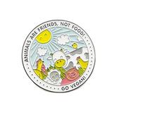 Go Vegan Enamel Pin Animals are Friends, Not Food Brooch for Vegan lovers, vegetable hobby,Vegetarian weight loss Lovely badge for backpack