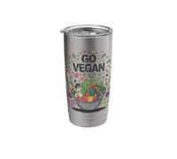 Go Vegan Vibrant Plant-Based Lifestyle Graphic Design Stainless Steel Insulated Tumbler