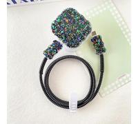 GO-VOLMON Cute Charger Cover for Apple 40W USB-C Fast Charging, Sparkle Protective Case for iPhone 17 Dynamic Power Adapter, Woman Glitter Charge Cord Protector for Cable, Black
