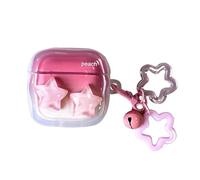 GO-VOLMON for Airpods 4 Case 2024 Cute 3D Stars Design with Keychain, Kawaii Woman Pink Protective Case for AirPods 4th Generation Lovely Charm Gradient Color, Pink