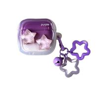 GO-VOLMON for Airpods 4 Case 2024 Cute 3D Stars Design with Keychain, Woman Kawaii Protective Case for AirPods 4th Generation Lovely Charm Gradient Color, Purple