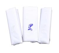 Go West Alphabet Handkerchief - P Embroidery - 100% Cotton, 40x40 cm - White Hanky- Pack of 3