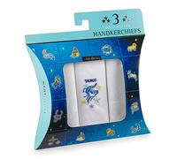 Go West Cotton Taurus Star Men Handkerchiefs, Pack of 3, White