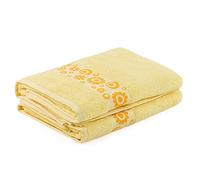 Go West Floral Jacquard Bath Towels - Harvest, Pack of 2, Extra Large 70x150 cm, 500 GSM Combed Cotton, Soft & Highly Absorbent