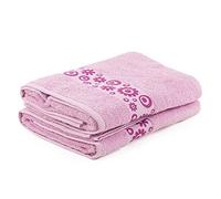 Go West Floral Jacquard Bath Towels - Light Pink, Pack of 2, Extra Large 70x150 cm, 500 GSM Combed Cotton, Soft & Highly Absorbent