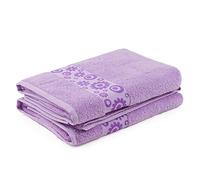 Go West Floral Jacquard Bath Towels - Lilac, Pack of 2, Extra Large 70x150 cm, 500 GSM Combed Cotton, Soft & Highly Absorbent