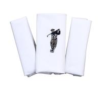 Go West Golf Design Handkerchiefs - Pack of 3 - 100% Cotton 40x40 cm - Embroidered Hankies