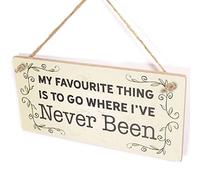 Go Where I’ve Never Been Sign, Leafy Scroll Travel Quote