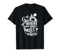 go Where You Feel Most Alive Camping Vacation Value Graphic T-Shirt, Men, Black, M