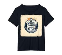 Go Where You Feel Most Alive Mountain Adventure T-Shirt, Women's Plus, Black, 2X