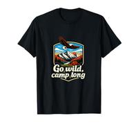 Go Wild Camp Long Camping Mountain Badge Eagle T-Shirt