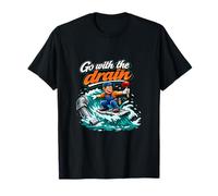 Go with The Drain Plumber Pun Surfing Flood Graphic T-Shirt