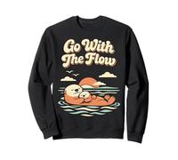 Go With The Flow Cute Sea Otter Retro Animal Sweatshirt