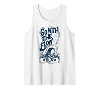 Go with The Flow Relax Surf Wave Beach Lifestyle Graphic Tank Top
