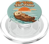 Go With The Flow Sea Otter Retro Animal PopSockets PopGrip for MagSafe